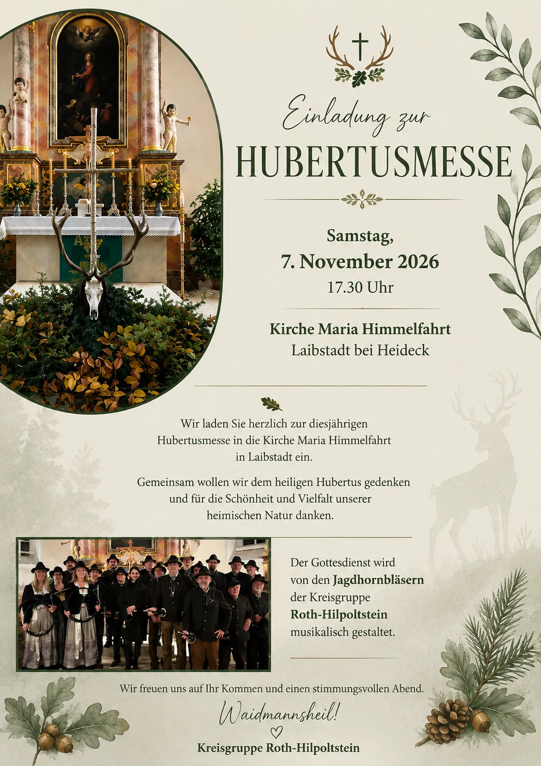 Einladung zur Hubertusmesse